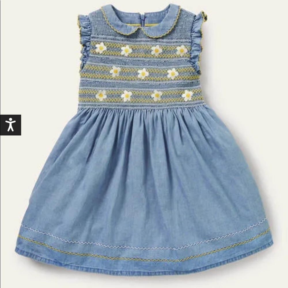 NWT Mini Boden Smocked Woven Dress